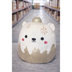 Squishmallows Large White Gold Bear Plush Toy Christmas Washable